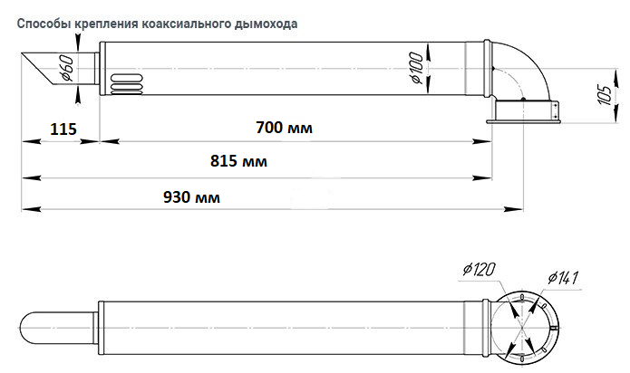 Диаметр коаксиального дымохода